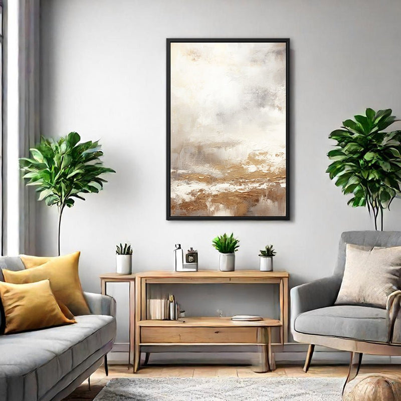 Canvas Wall Art Stretched Over Wooden Frame with Floating Frame and Gold Pattern Painting CV4166 - Al Rugaib Furniture