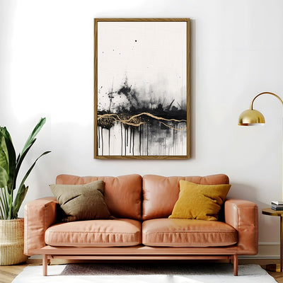 Canvas Wall Art Stretched Over Wooden Frame with Floating Frame and Gold Ray Painting CV4167 - Al Rugaib Furniture