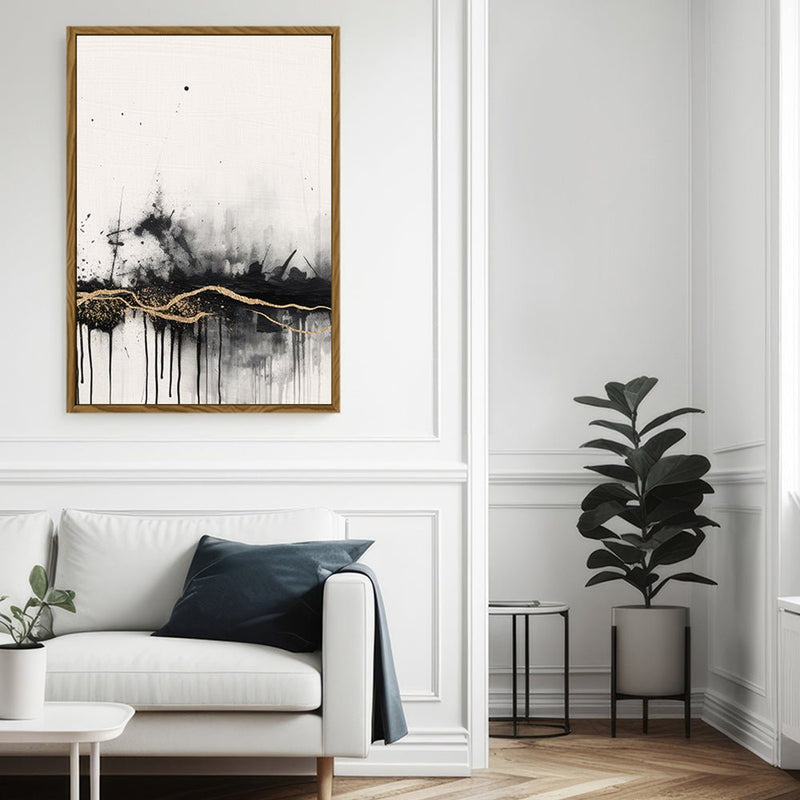 Canvas Wall Art Stretched Over Wooden Frame with Floating Frame and Gold Ray Painting CV4167 - Al Rugaib Furniture