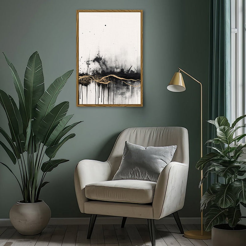 Canvas Wall Art Stretched Over Wooden Frame with Floating Frame and Gold Ray Painting CV4167 - Al Rugaib Furniture