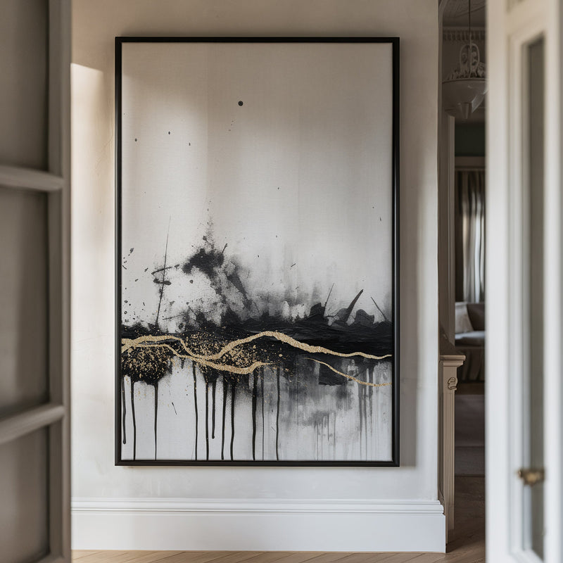 Canvas Wall Art Stretched Over Wooden Frame with Floating Frame and Gold Ray Painting CV4167 - Al Rugaib Furniture