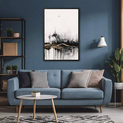 Canvas Wall Art Stretched Over Wooden Frame with Floating Frame and Gold Ray Painting CV4167 - Al Rugaib Furniture