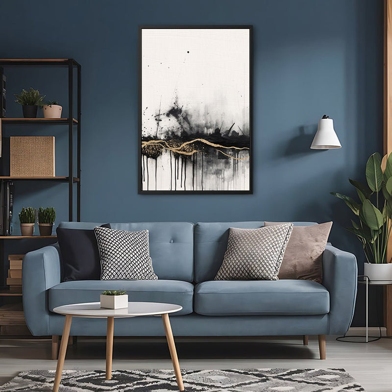 Canvas Wall Art Stretched Over Wooden Frame with Floating Frame and Gold Ray Painting CV4167 - Al Rugaib Furniture