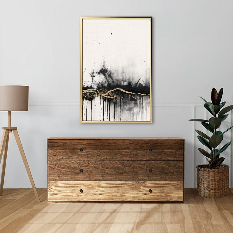 Canvas Wall Art Stretched Over Wooden Frame with Floating Frame and Gold Ray Painting CV4167 - Al Rugaib Furniture