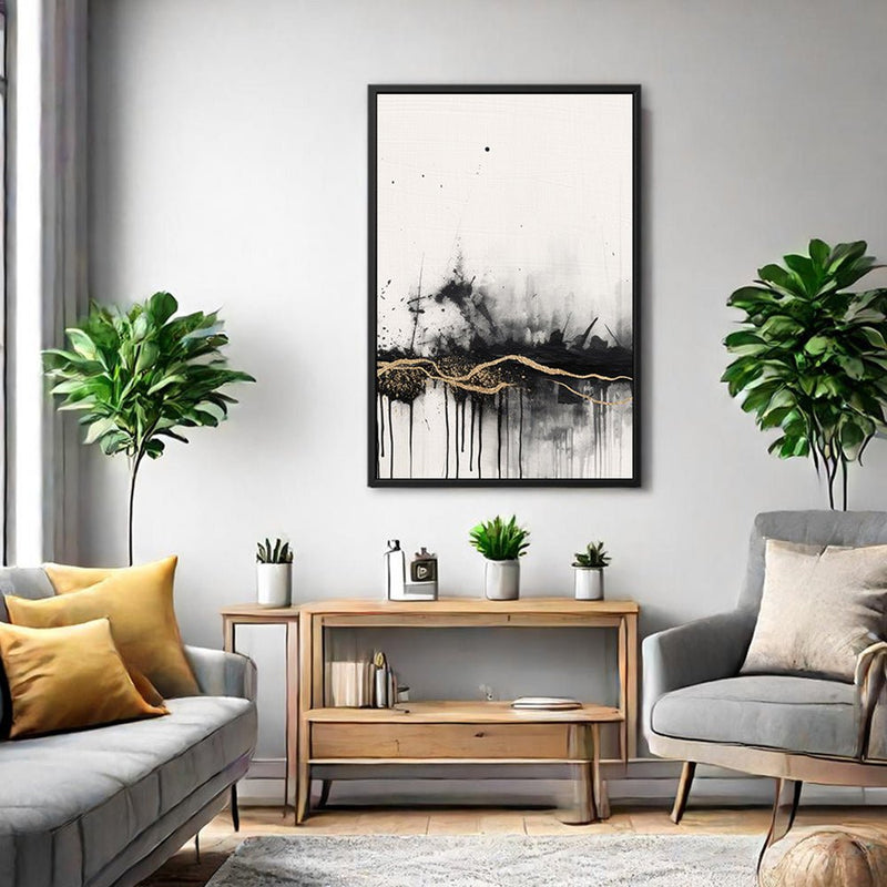 Canvas Wall Art Stretched Over Wooden Frame with Floating Frame and Gold Ray Painting CV4167 - Al Rugaib Furniture