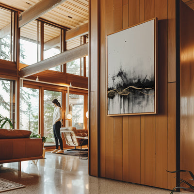 Canvas Wall Art Stretched Over Wooden Frame with Floating Frame and Gold Ray Painting CV4167 - Al Rugaib Furniture