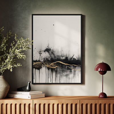 Canvas Wall Art Stretched Over Wooden Frame with Floating Frame and Gold Ray Painting CV4167 - Al Rugaib Furniture