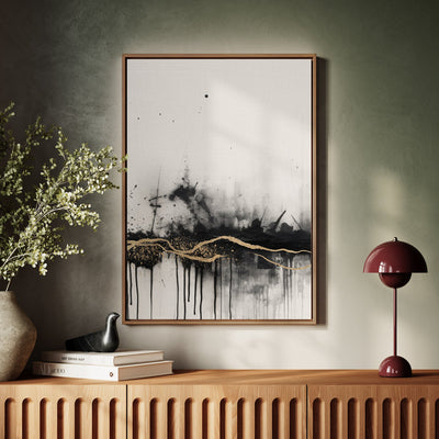 Canvas Wall Art Stretched Over Wooden Frame with Floating Frame and Gold Ray Painting CV4167 - Al Rugaib Furniture