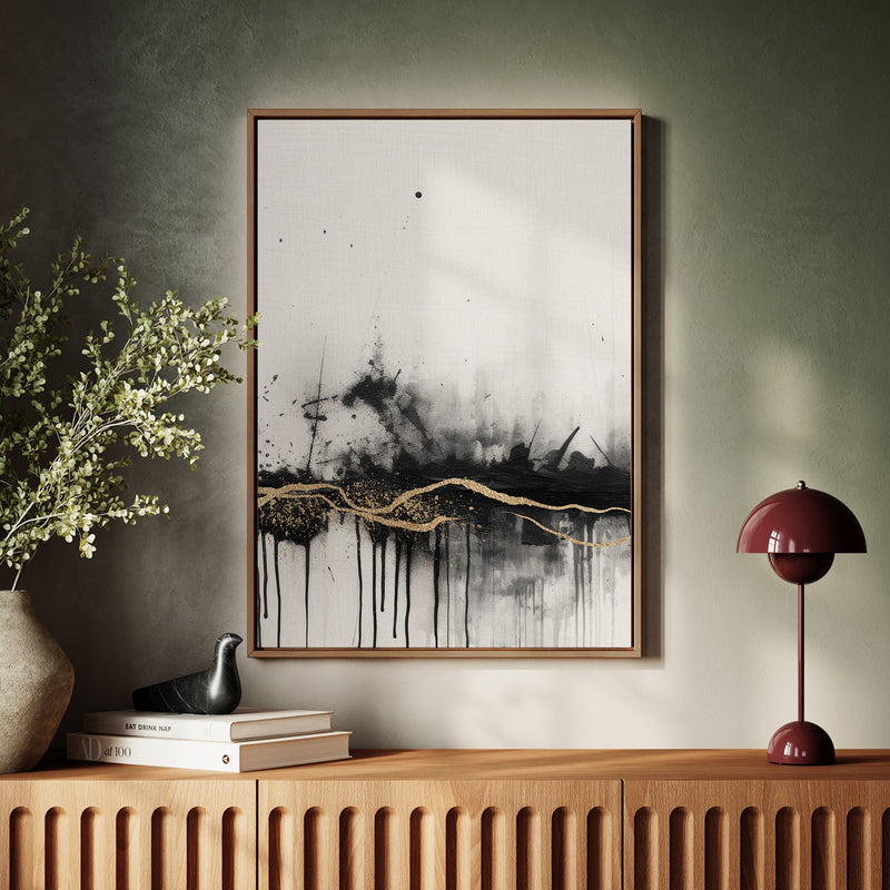 Canvas Wall Art Stretched Over Wooden Frame with Floating Frame and Gold Ray Painting CV4167 - Al Rugaib Furniture