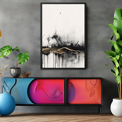 Canvas Wall Art Stretched Over Wooden Frame with Floating Frame and Gold Ray Painting CV4167 - Al Rugaib Furniture