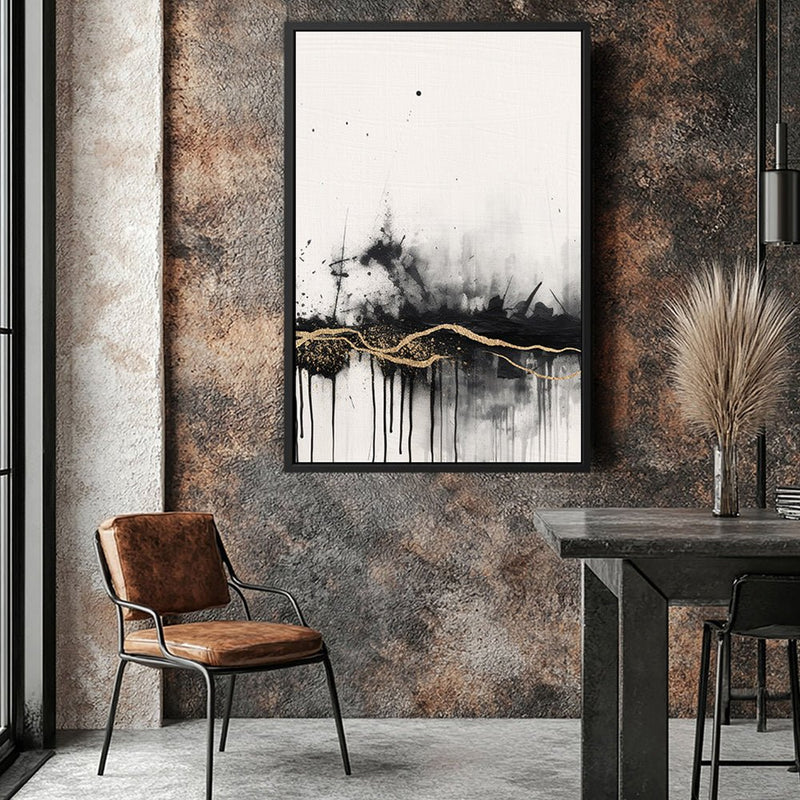 Canvas Wall Art Stretched Over Wooden Frame with Floating Frame and Gold Ray Painting CV4167 - Al Rugaib Furniture