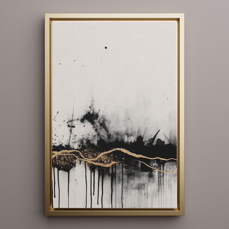 Canvas Wall Art Stretched Over Wooden Frame with Floating Frame and Gold Ray Painting CV4167 - Al Rugaib Furniture