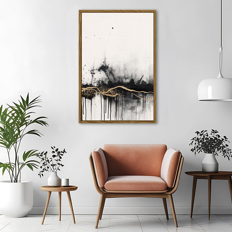 Canvas Wall Art Stretched Over Wooden Frame with Floating Frame and Gold Ray Painting CV4167 - Al Rugaib Furniture