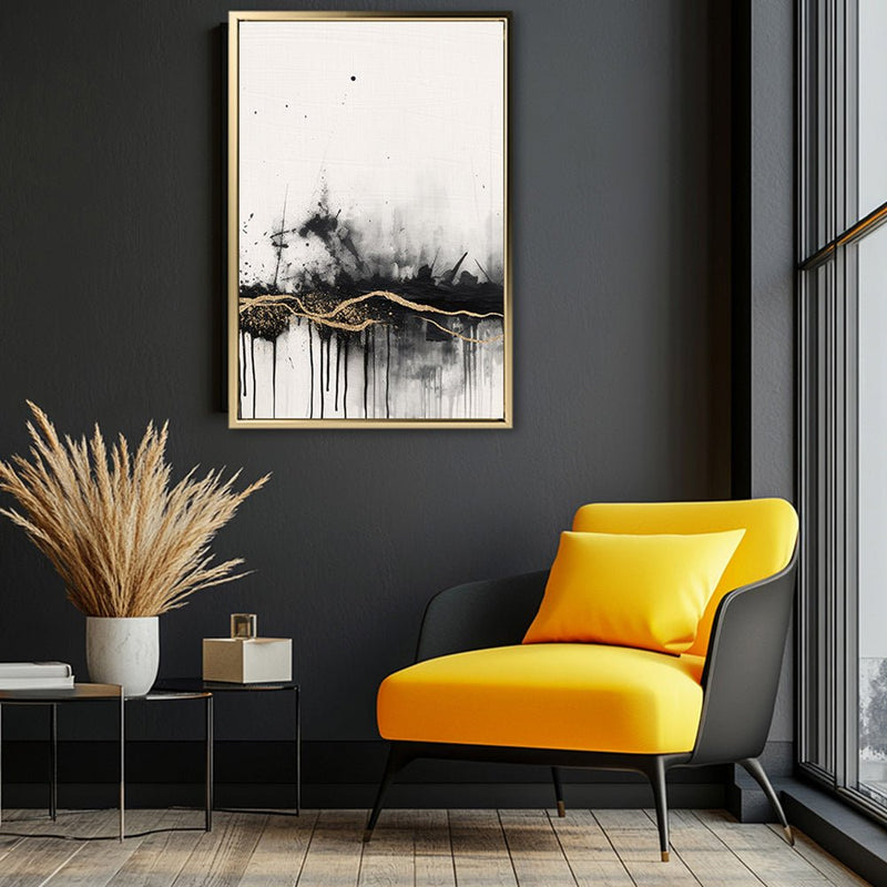 Canvas Wall Art Stretched Over Wooden Frame with Floating Frame and Gold Ray Painting CV4167 - Al Rugaib Furniture