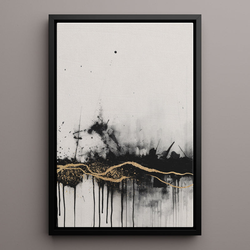 Canvas Wall Art Stretched Over Wooden Frame with Floating Frame and Gold Ray Painting CV4167 - Al Rugaib Furniture