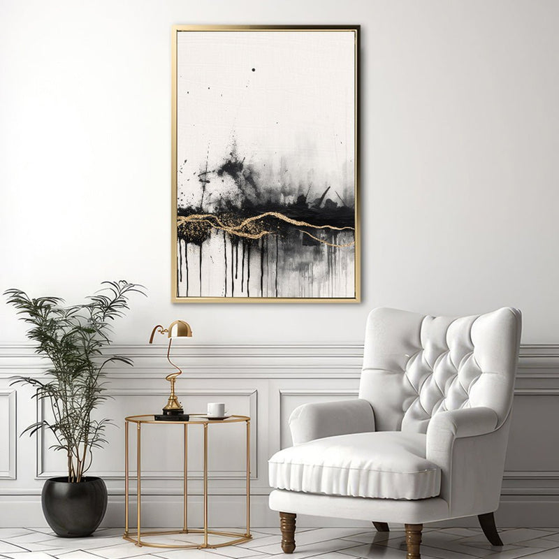 Canvas Wall Art Stretched Over Wooden Frame with Floating Frame and Gold Ray Painting CV4167 - Al Rugaib Furniture