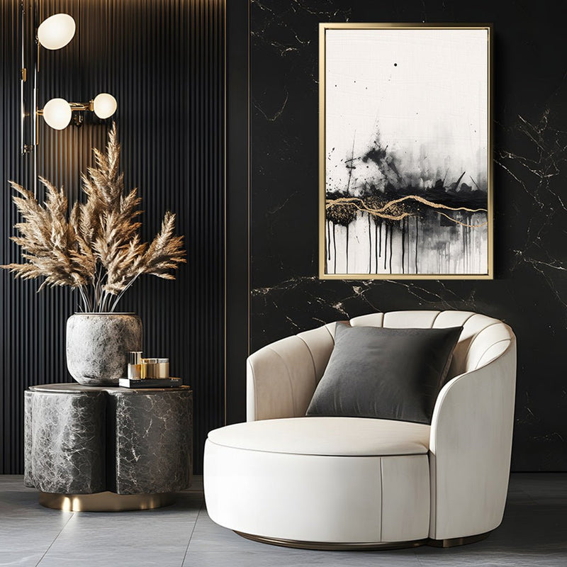 Canvas Wall Art Stretched Over Wooden Frame with Floating Frame and Gold Ray Painting CV4167 - Al Rugaib Furniture