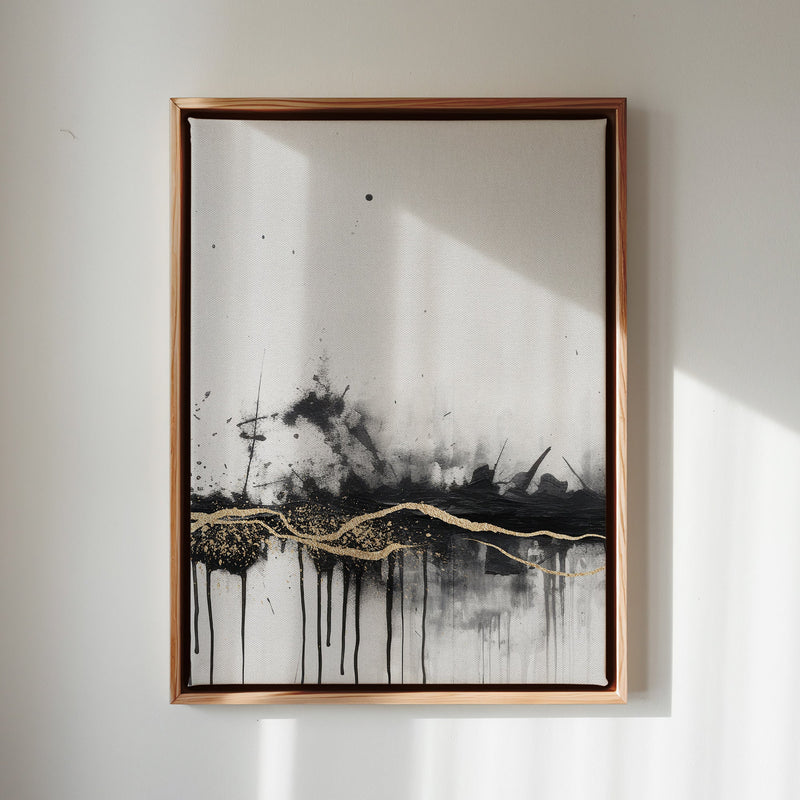 Canvas Wall Art Stretched Over Wooden Frame with Floating Frame and Gold Ray Painting CV4167 - Al Rugaib Furniture