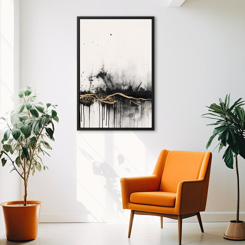 Canvas Wall Art Stretched Over Wooden Frame with Floating Frame and Gold Ray Painting CV4167 - Al Rugaib Furniture