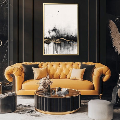 Canvas Wall Art Stretched Over Wooden Frame with Floating Frame and Gold Ray Painting CV4167 - Al Rugaib Furniture