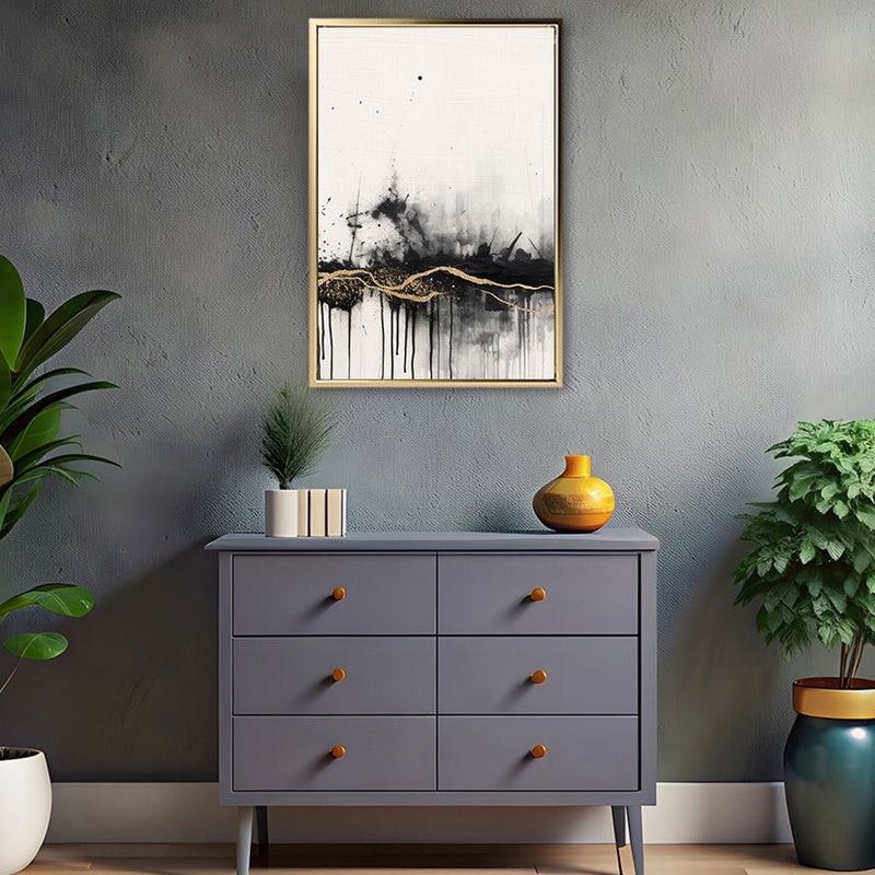 Canvas Wall Art Stretched Over Wooden Frame with Floating Frame and Gold Ray Painting CV4167 - Al Rugaib Furniture