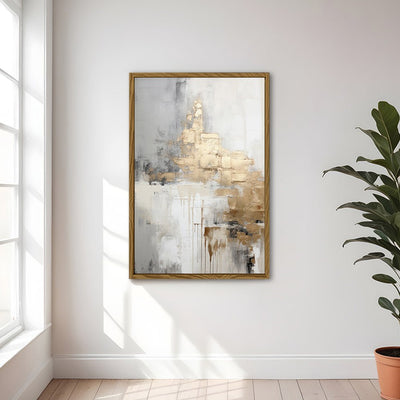 Canvas Wall Art Stretched Over Wooden Frame with Floating Frame and Gold Smoke Painting CV4168 - Al Rugaib Furniture