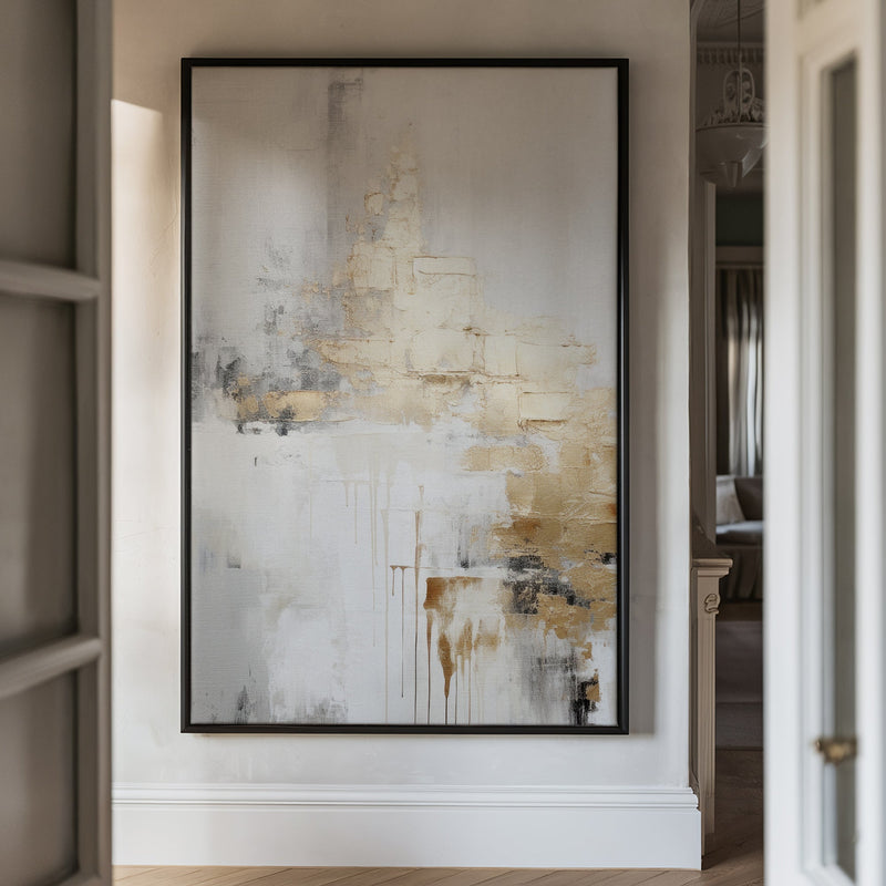 Canvas Wall Art Stretched Over Wooden Frame with Floating Frame and Gold Smoke Painting CV4168 - Al Rugaib Furniture