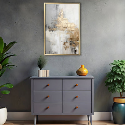 Canvas Wall Art Stretched Over Wooden Frame with Floating Frame and Gold Smoke Painting CV4168 - Al Rugaib Furniture