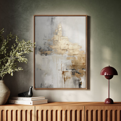 Canvas Wall Art Stretched Over Wooden Frame with Floating Frame and Gold Smoke Painting CV4168 - Al Rugaib Furniture