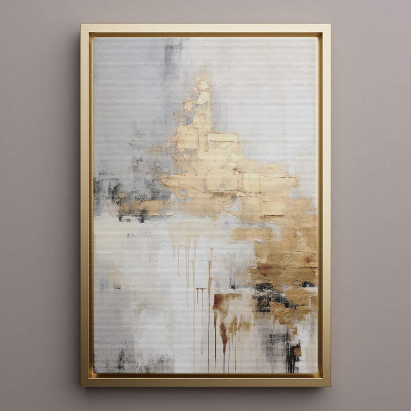 Canvas Wall Art Stretched Over Wooden Frame with Floating Frame and Gold Smoke Painting CV4168 - Al Rugaib Furniture