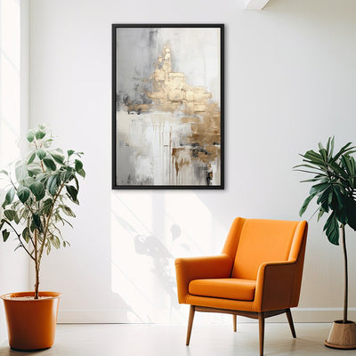 Canvas Wall Art Stretched Over Wooden Frame with Floating Frame and Gold Smoke Painting CV4168 - Al Rugaib Furniture