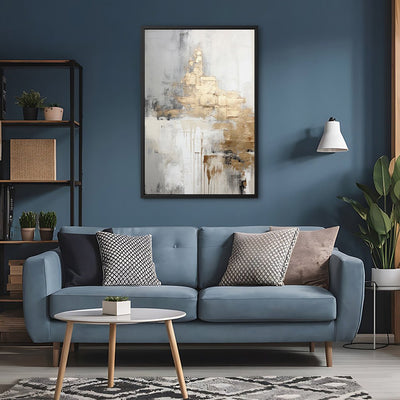 Canvas Wall Art Stretched Over Wooden Frame with Floating Frame and Gold Smoke Painting CV4168 - Al Rugaib Furniture