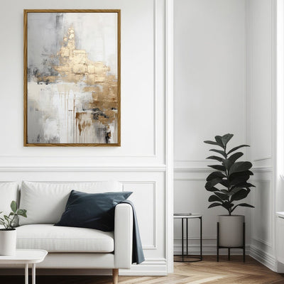 Canvas Wall Art Stretched Over Wooden Frame with Floating Frame and Gold Smoke Painting CV4168 - Al Rugaib Furniture