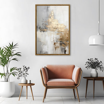 Canvas Wall Art Stretched Over Wooden Frame with Floating Frame and Gold Smoke Painting CV4168 - Al Rugaib Furniture