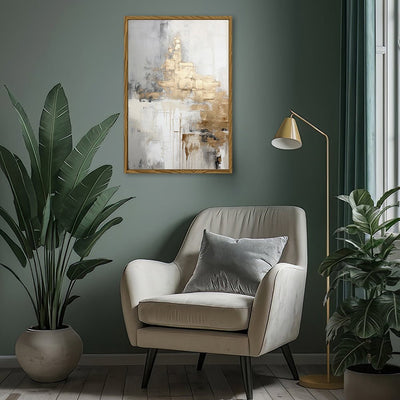 Canvas Wall Art Stretched Over Wooden Frame with Floating Frame and Gold Smoke Painting CV4168 - Al Rugaib Furniture