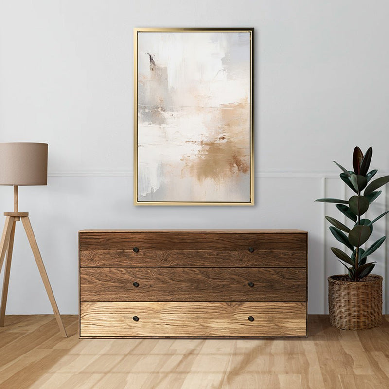 Canvas Wall Art Stretched Over Wooden Frame with Floating Frame and Gold Smoke Painting CV4169 - Al Rugaib Furniture