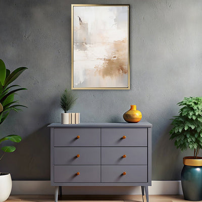 Canvas Wall Art Stretched Over Wooden Frame with Floating Frame and Gold Smoke Painting CV4169 - Al Rugaib Furniture