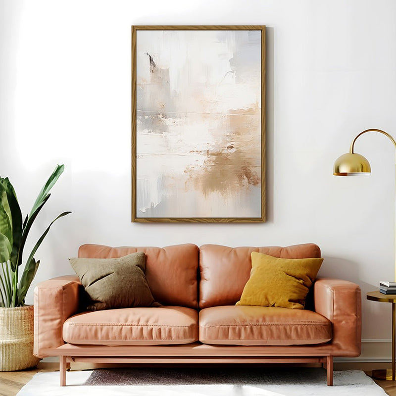 Canvas Wall Art Stretched Over Wooden Frame with Floating Frame and Gold Smoke Painting CV4169 - Al Rugaib Furniture