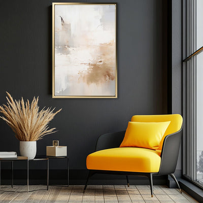 Canvas Wall Art Stretched Over Wooden Frame with Floating Frame and Gold Smoke Painting CV4169 - Al Rugaib Furniture