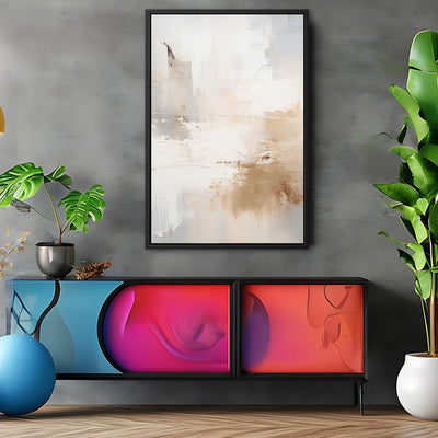 Canvas Wall Art Stretched Over Wooden Frame with Floating Frame and Gold Smoke Painting CV4169 - Al Rugaib Furniture