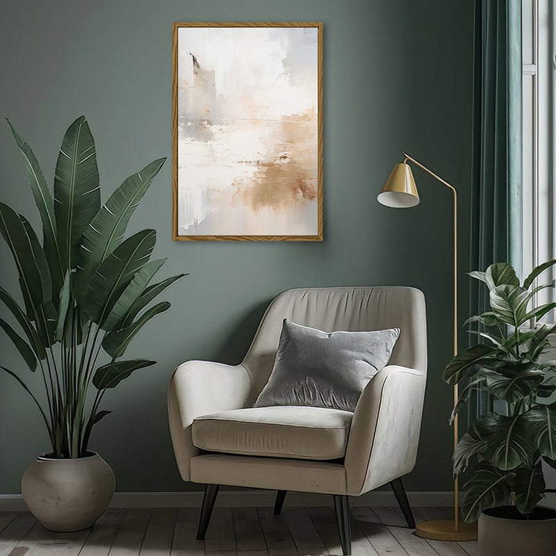 Canvas Wall Art Stretched Over Wooden Frame with Floating Frame and Gold Smoke Painting CV4169 - Al Rugaib Furniture