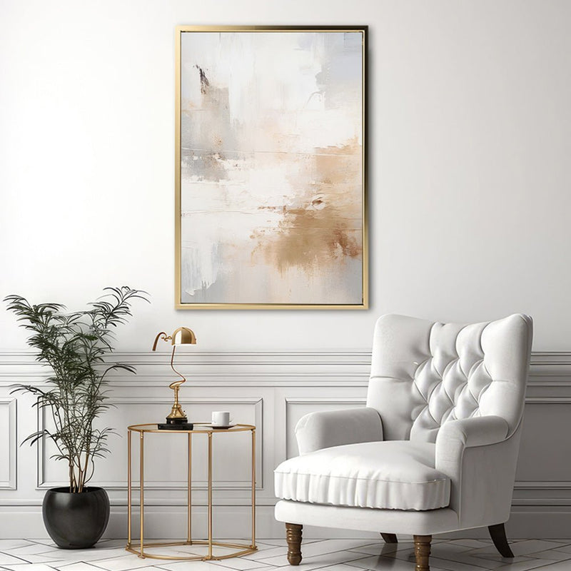 Canvas Wall Art Stretched Over Wooden Frame with Floating Frame and Gold Smoke Painting CV4169 - Al Rugaib Furniture