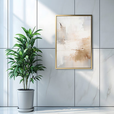 Canvas Wall Art Stretched Over Wooden Frame with Floating Frame and Gold Smoke Painting CV4169 - Al Rugaib Furniture