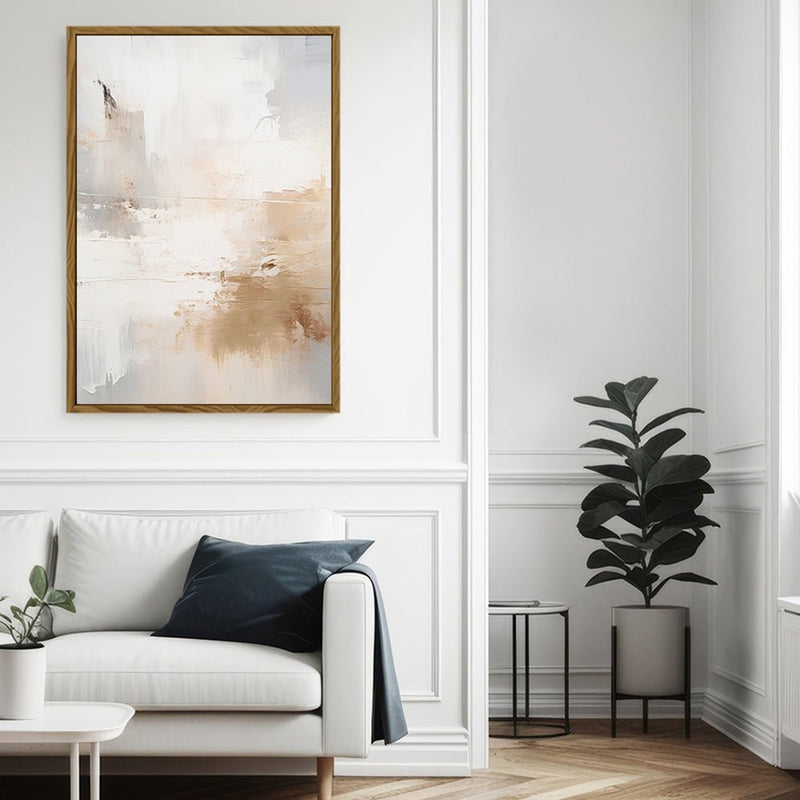 Canvas Wall Art Stretched Over Wooden Frame with Floating Frame and Gold Smoke Painting CV4169 - Al Rugaib Furniture