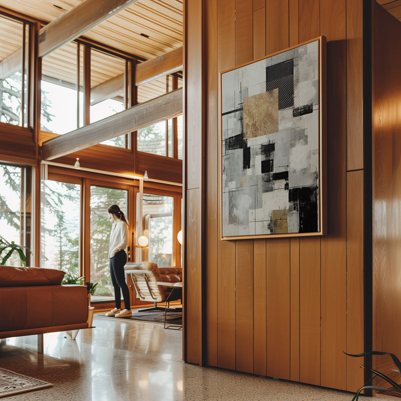 Canvas Wall Art Stretched Over Wooden Frame with Floating Frame and Gold Smoke Painting CV4170 - Al Rugaib Furniture