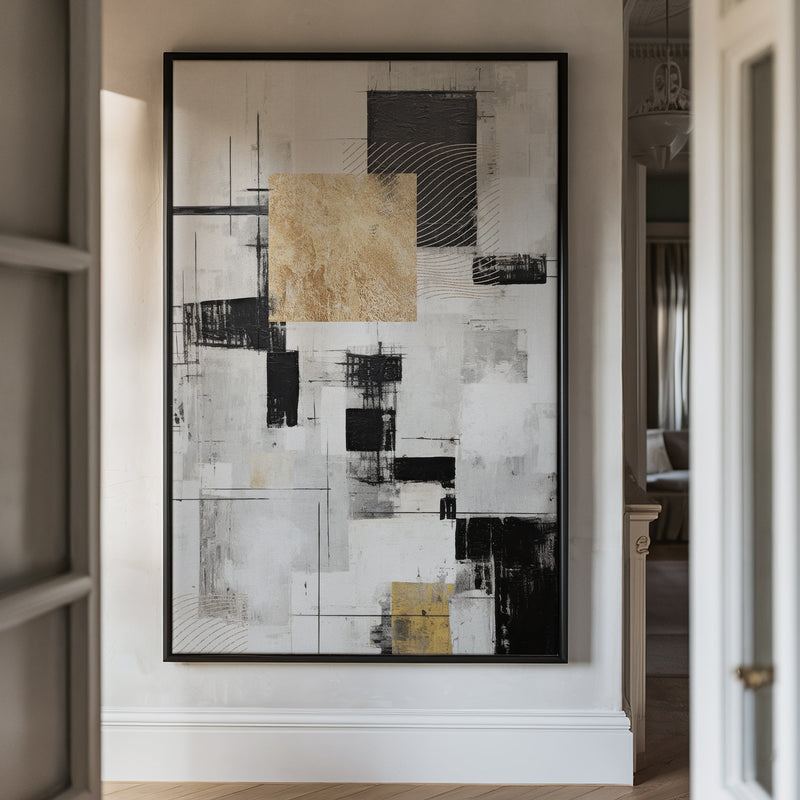 Canvas Wall Art Stretched Over Wooden Frame with Floating Frame and Gold Smoke Painting CV4170 - Al Rugaib Furniture