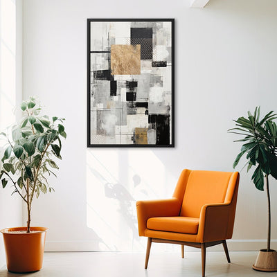 Canvas Wall Art Stretched Over Wooden Frame with Floating Frame and Gold Smoke Painting CV4170 - Al Rugaib Furniture