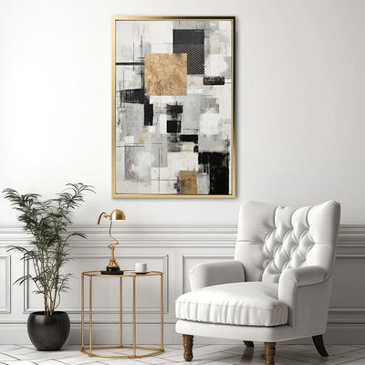 Canvas Wall Art Stretched Over Wooden Frame with Floating Frame and Gold Smoke Painting CV4170 - Al Rugaib Furniture