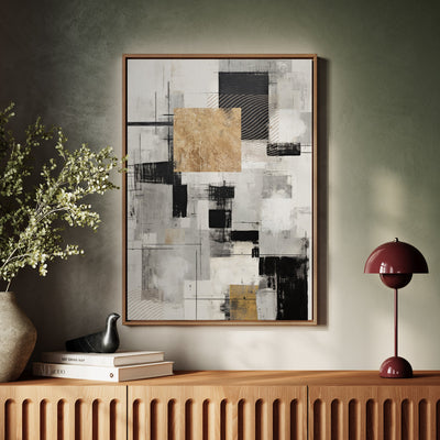 Canvas Wall Art Stretched Over Wooden Frame with Floating Frame and Gold Smoke Painting CV4170 - Al Rugaib Furniture