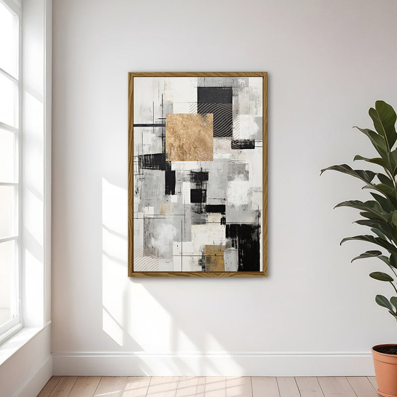 Canvas Wall Art Stretched Over Wooden Frame with Floating Frame and Gold Smoke Painting CV4170 - Al Rugaib Furniture